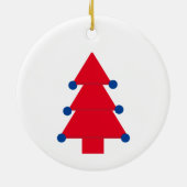 Kerstboom Rood Blauw Wit Keramisch Ornament (Achterkant)