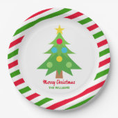 Kerstboom rood en groen feestdag papieren bordje (Voorkant)