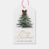 Kerstboom Rood Geruit Lint Kerstfeest Cadeaulabel (Achterkant)