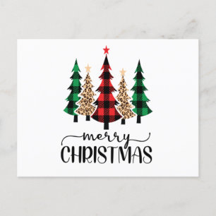 Kerstboom Rood Groen Buffalo Plaid Trendy Briefkaart