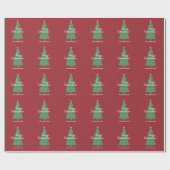 Kerstboom rood inpakpapier (Vlak)