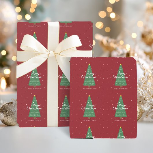 Kerstboom rood inpakpapier