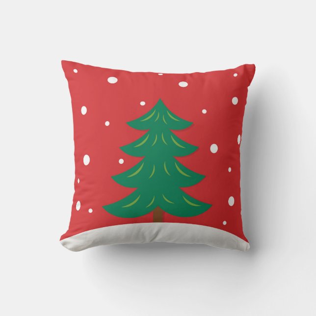 Kerstboom rood kussen (Voorkant)