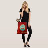 Kerstboom Rood Sparkly zijn Merry Canvas tas (Op model)