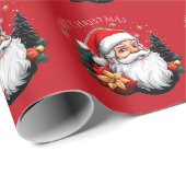 Kerstboom rood Vrolijk Kerstfeest Cadeaupapier (Rol Hoek)