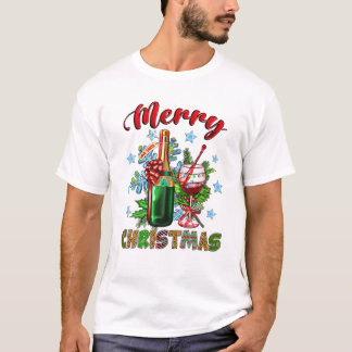 Kerstboom Rood Wijnglas T-shirt
