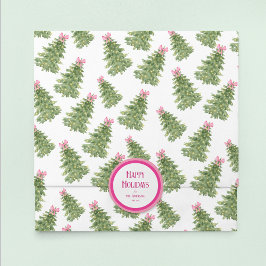 Kerstboom & Roze Bow Holiday Tissue Papier