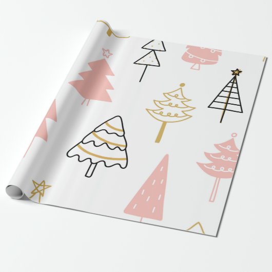 Kerstboom Roze goud Cadeaupapier (Uitgerold)