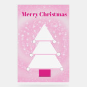 Kerstboom roze sneeuwvlokken acryl bord (Voorkant)