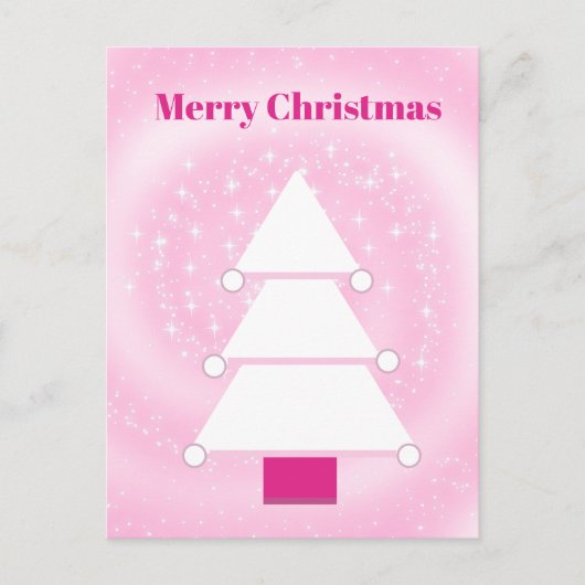 Kerstboom Roze Sterren Groeten Briefkaart (Voorkant)