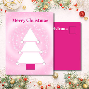 Kerstboom Roze Sterren Groeten Briefkaart