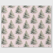 Kerstboom roze strik inpakpapier (Vlak)