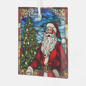 Kerstboom Santa Faux Glas in lood Glas Ornament (Voorkant links)