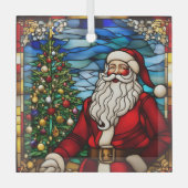 Kerstboom Santa Faux Glas in lood Glas Ornament (Voorkant)