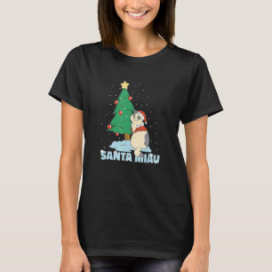 Kerstboom Santa Miau Kat T-shirt