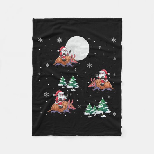 Kerstboom Santa Riding Armadillo Grappige Kerstmis Fleece Deken (Voorkant)