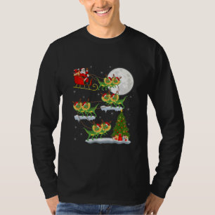 Kerstboom Santa Riding Dilophosaurus Dinosaur T-shirt