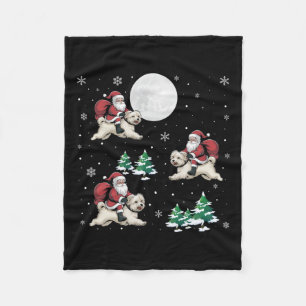Kerstboom Santa Riding Maltese hond Grappige Kerst Fleece Deken