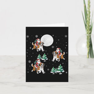 Kerstboom Santa Riding Saint Bernard Hond Grappige Kaart