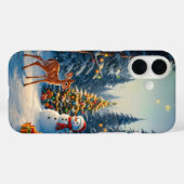Kerstboom Scene Schattige Herten Fawn Snowman Case-Mate iPhone Case (Achterkant (horizontaal))