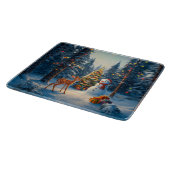 Kerstboom Scene Schattige Herten Fawn Snowman Snijplank (Hoek)
