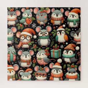 Kerstboom Schattigee kleurrijke Mistletoe Mice Legpuzzel