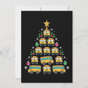 Kerstboom Schoolbus Grappige Chauffeur Kerstmis Feestdagenkaart