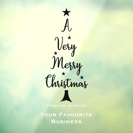 Kerstboom script sterren wit zwart raamsticker (Vel 3)