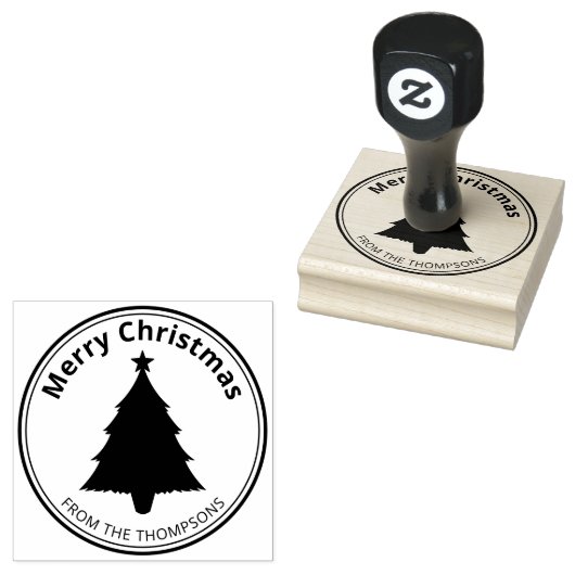 Kerstboom Silhouet Vorm Vrolijk Kerstfeest Rubberstempel (Gestempeld)