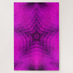 Kerstboom Silhouette en Paarse sterrengradiënt Legpuzzel