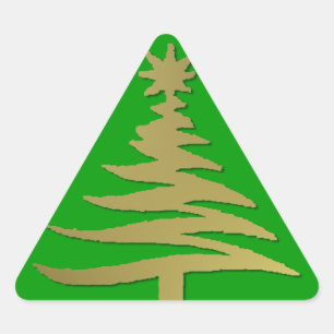 Kerstboom Sjabloon Goud Driehoek Sticker
