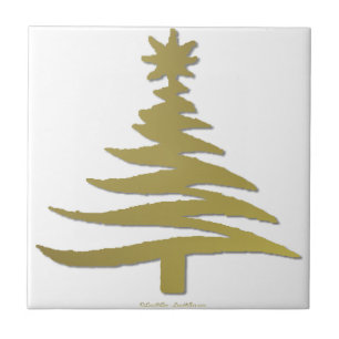 Kerstboom Sjabloon Goud Tegeltje