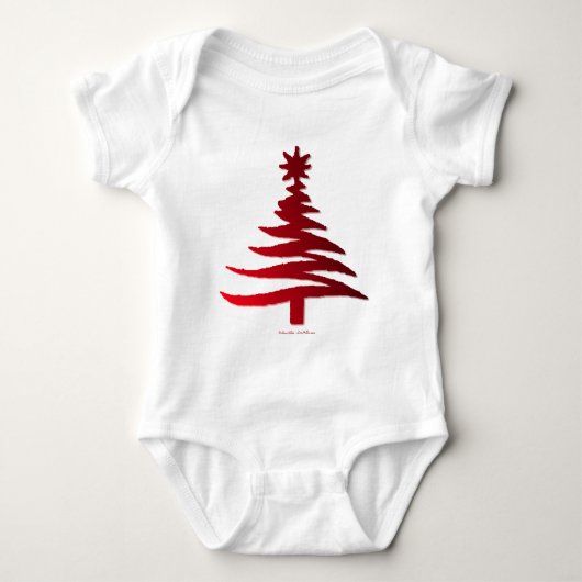 Kerstboom Sjabloon Rood Romper (Voorkant)