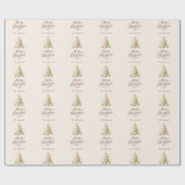 Kerstboom sneeuw crème mokka Kerstmis Cadeaupapier (Vlak)