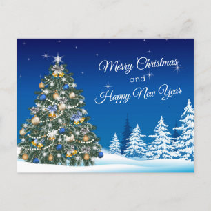 Kerstboom Sneeuw Vrolijk Kerstfeest Zakelijk Briefkaart