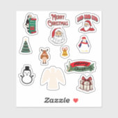 Kerstboom sneeuwpop elk engel pinguïn set van sticker (Vel)