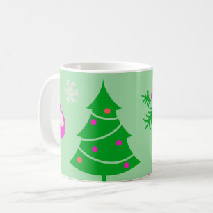 Kerstboom, sneeuwvlokken en decoraties koffiemok