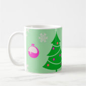 Kerstboom, sneeuwvlokken en decoraties koffiemok (Links)