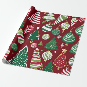 Kerstboom snoep ornamenten inpakpapier
