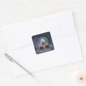 Kerstboom Snow Wereldbol Square Sticker (Envelop)