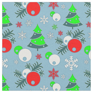 Kerstboom Snowflake Bauble op Blue Fabric Stof