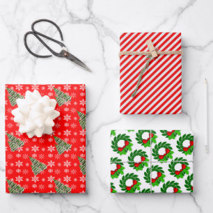 kerstboom Snowflake Candy Cane Wreatro Inpakpapier Vel