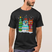 Kerstboom Snowman Reindeboboek Stack Librari T-shirt (Voorkant)