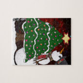 kerstboom Snowman Surprise Art Print Legpuzzel (Horizontaal)
