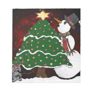 kerstboom Snowman Surprise Art Print Notitieblok