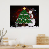 kerstboom Snowman Surprise Art Print Poster (Keuken)
