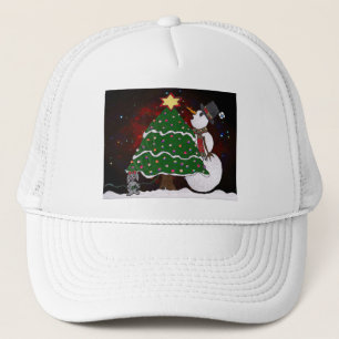 kerstboom Snowman Surprise Art Print Trucker Pet