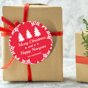 kerstboom, speciaal voor kerstmis rood ronde sticker