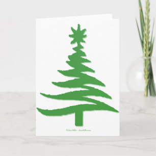 Kerstboom Stencil Groen Feestdagen Kaart