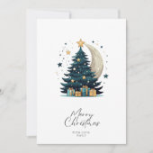 Kerstboom sterren de maan feestdagenkaart (Voorkant)